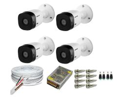 Kit 4 Câmeras Segurança VHC 1120B HD 720 bullet Intelbras + cabos conectores