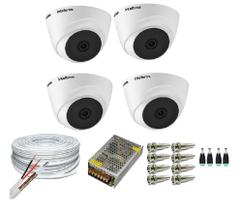 Kit 4 Câmeras Segurança VHC 1120B HD 720 dome Intelbras + cabos conectores