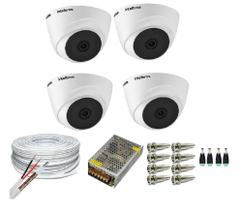 Kit 4 Câmeras Segurança VHC 1120B HD 720 dome Intelbras + cabos conectores Kit 4 Câmeras Segurança VHC 1120B HD 720 dome Intelbras + cabos conectores