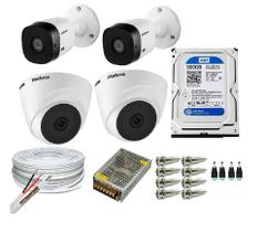 Kit 4 Câmeras Segurança VHC Hd 720P Intelbras + cabos conectores C/Hd 500GB