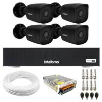 Kit 4 Câmeras Tudo Forte Bullet Black Full HD 1080p, Lente 2.8mm, Visão Noturna 20M, IP66 + Gravador Digital de vídeo Intelbras MHDX 1104-C