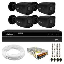 Kit 4 Câmeras Tudo Forte Bullet TF 2020 B Black Full HD 1080p Lente 2.8mm Visão Noturna 20M IP66 + DVR Intelbras MHDX 1204 4 Canais