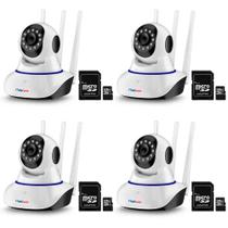 Kit 4 Câmeras Tudo Forte Robô Wireless 3 Antenas HD 720p com Áudio e Função Babá Eletrônica Visão Noturna de 10 Metros + cartão de memória de 128 GB