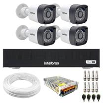 Kit 4 Câmeras Tudo Forte TF 2020 B Full HD 1080p Bullet Visão Noturna 20M Proteção IP66 + DVR Intelbras MHDX 3004-C 4 Canais