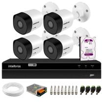 Kit 4 Câmeras VHD 3120 B G6 + DVR Intelbras + HD 2 TB + App + Fonte, Cabos e Acessórios