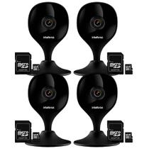 Kit 4 Câmeras Wi-Fi com Aúdio e Inteligência Artificial iMX C Black Intelbras Visão Superwide + 4 Cartões De Memória 128gb