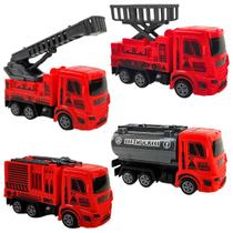 kit 4 Caminhões Bombeiros Brinquedo movido Fricção Resgate - Marca