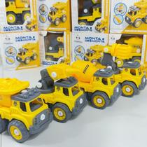 Kit 4 Caminhões Monta Desmonta Com Chave Carrinho Brinquedo