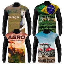 Kit 4 Camisa Agro Fazenda Agricultura Proteção Solar Uv 50+ Malha Gelada