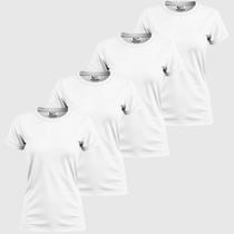 Kit 4 Camisa Camiseta Feminina Algodão Blusinhas Elegantes Basica Lisa Confortável