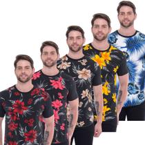 Kit 4 Camisa Camiseta Masculina Estamapada Floral Long Line Oversized Tendência