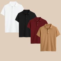 Kit 4 Camisa Polo Masculina Básica Elegante com Botões Estilo Casual e Conforto Todo Dia!