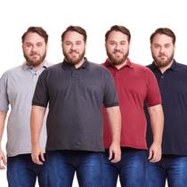 Kit 4 Camisa Polo Plus Size Masculina Piquet