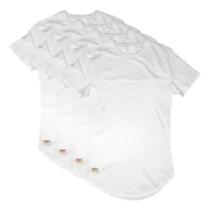 Kit 4 Camisas Camisetas Masculina Long Line Sem Estampa Lisa Branca Di Nuevo