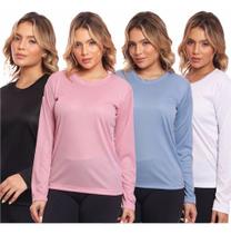 Kit 4 Camisas Feminina Camiseta Térmica Proteção Solar Uv