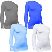 Kit 4 Camisas Térmicas Feminino Stigli Pro Proteção Solar FPU 50 Manga Longa Colorful N