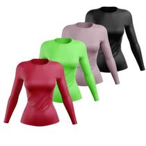 Kit 4 Camisas UV Femininas com Proteção UV 50+ Manga Longa