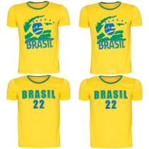 Kit 4 Camiseta Do Brasil Masculina Copa Do Mundo Manga Curta - Zafina