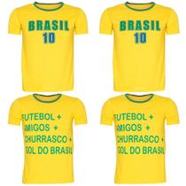 Kit 4 Camiseta Do Brasil Masculina Copa Do Mundo Manga Curta