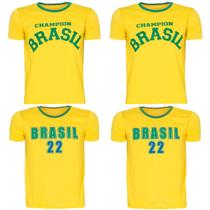 Kit 4 Camiseta Do Brasil Masculina Copa Do Mundo Manga Curta