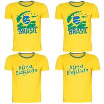 Kit 4 Camiseta Do Brasil Masculina Copa Do Mundo Manga Curta