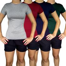 Kit 4 Camiseta Femininas Baby Look Gola Careca Lisas Cores Sortidas Viscolycra Pp ao Plus Size Kit 4 Camiseta Femininas Baby Look Gola Careca Lisas Cores Sortidas Viscolycra Pp ao Plus Size