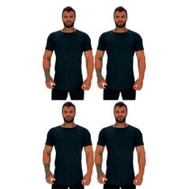 Kit 4 Camiseta Longline MXD Conceito Slim Cores Básicas e Mescladas Lisas