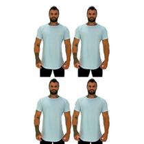 Kit 4 Camiseta Longline MXD Conceito Slim Cores Básicas e Mescladas Lisas