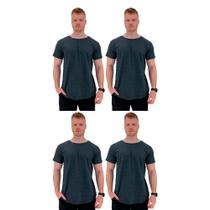 Kit 4 Camiseta Longline MXD Conceito Slim Cores Básicas e Mescladas Lisas