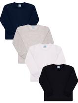 Kit 4 Camiseta Manga Longa Infantil Menino Barata Algodão