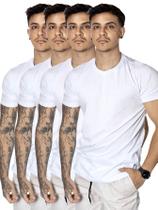Kit 4 Camiseta Masculina Básica Manga Curta Lisa Algodão Slim Fit