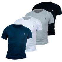 Kit 4 Camiseta Masculina Camisas 100% Algodão Premium Slim Basicas MP