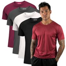 Kit 4 Camiseta Masculina Dry Fit Esportiva Gola Redonda Manga Curta