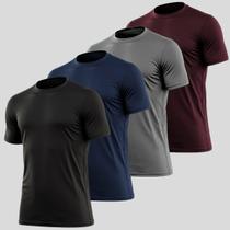 Kit 4 Camiseta Masculina Dry Fit Esportiva Gola Redonda Manga Curta