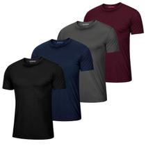 Kit 4 Camiseta Masculina Dry Fit Esportiva Gola Redonda Manga Curta