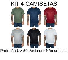 Kit 4 Camiseta Masculina DRY fit Proteção UV 50 Térmica Anti Suor Ideal Treino Academia Corrida