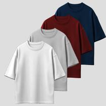 Kit 4 Camiseta Oversized Blusão Gola Alta Tecido Grosso Malhão Premium Lançamento Fafenix