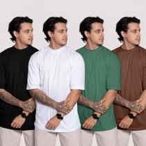 Kit 4 Camiseta Oversized Masculina Street Basic Camisa Lisa T-shirt Diversas Cores