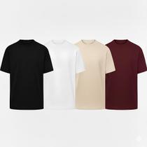 Kit 4 Camiseta Oversized Masculina Street Basic Camisa Lisa T-shirt Diversas Cores