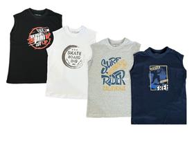 Kit 4 Camiseta Regata Infantil 100 Algodão Menino Verão Criança Juvenil - nao se aplica