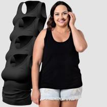 Kit 4 Camiseta Regata Plus Size Feminina Academia Basica Lisa Algodão