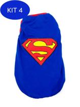 Kit 4 Camiseta Super Heróis Superman cor azul Tamanho G