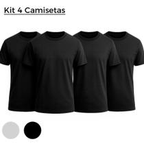 Kit 4 Camisetas 100% Algodão Lisa Básica Camisa Casual Unissex Masculina e Feminina