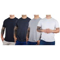 Kit 4 Camisetas Básicas Masculina Algodão Premium Slim Fit