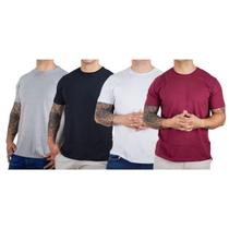 Kit 4 Camisetas Básicas Masculina Algodão Premium Slim Fit - TRV