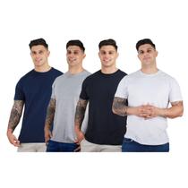 Kit 4 Camisetas Básicas Masculinas Algodão Premium TRV
