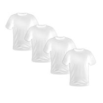 Kit 4 Camisetas Brancas Masculinas de Manga Curta Lisa Premium