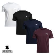 Kit 4 Camisetas Diadora Small Logo Masculina - Branco e Bordô XGG