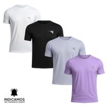Kit 4 Camisetas Diadora Small Logo Masculina - Branco e Lilás XGG