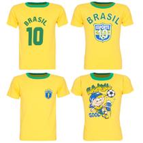 Kit 4 Camisetas Do Brasil Infantil Copa Do Mundo Unissex - Zafina